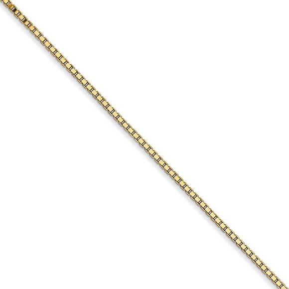1.1mm, 14k Yellow Gold, Solid Box Chain Necklace, 28 Inch - Picture 1 of 7
